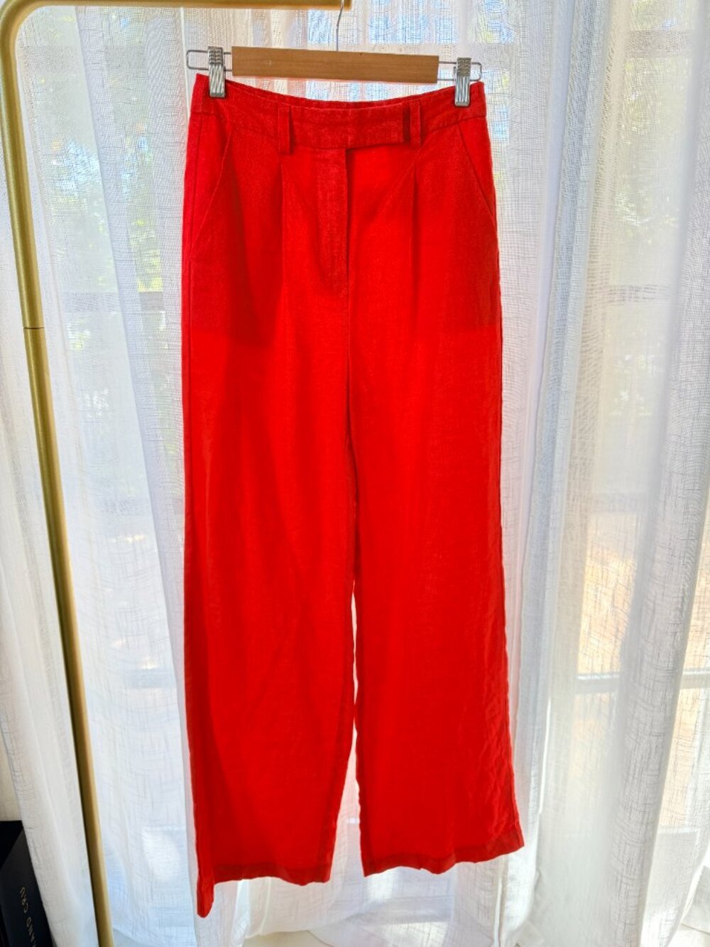 Red Linen Wide Leg Pants by NA-KD in XS- NWOT